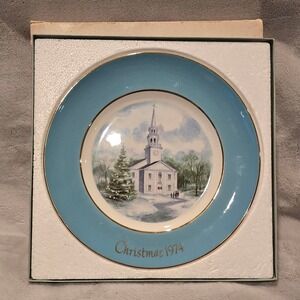 Vintage 1974 Avon Christmas Collection Country Church Decorative Porcelain Plate